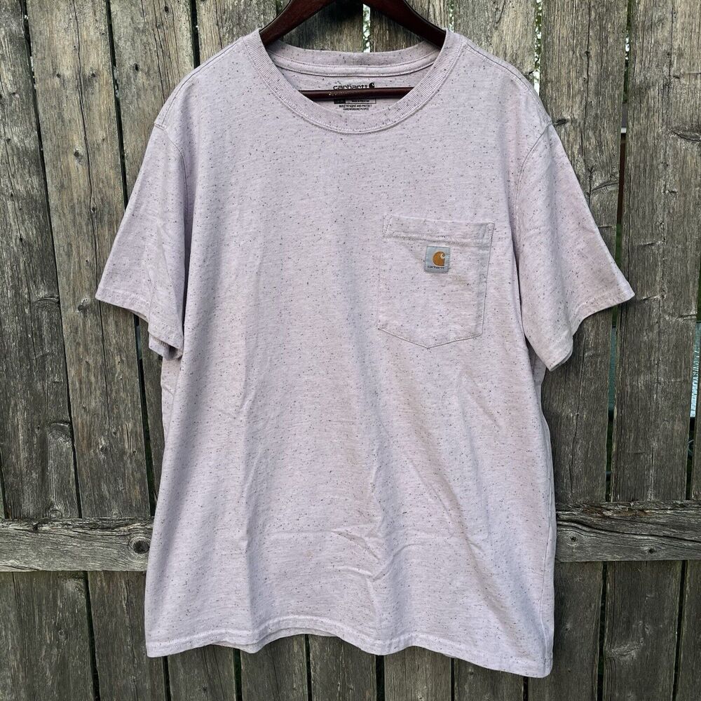 CARHARTT Loose Fit Heavyweight Pocket Short Sleeve T-Shirt, Heather Pink- Large